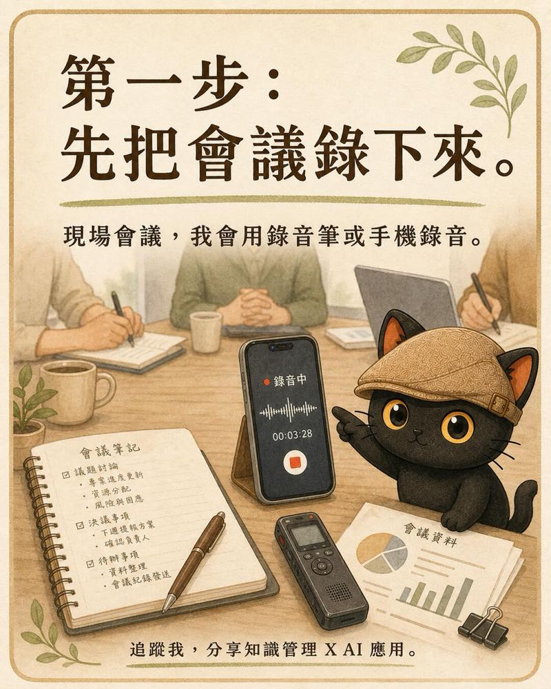 現場會議用錄音筆或手機錄音